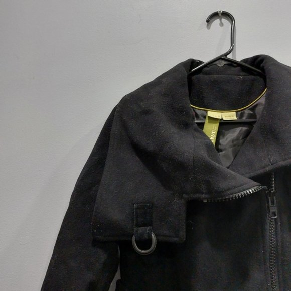 Soia & Kyo Black Belted Full Zip Wool Jacket Medium - Picture 2 of 9